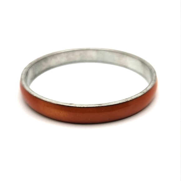 ๐ข3/$19๐ข Orange Silver Tone Metal Acrylic Vintage Bangle Bracelet - Picture 2 of 5